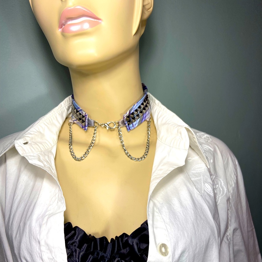 Xanadu Designs, One of a kind,Handmade, Upcycled silk Mens tie,  sexy choker